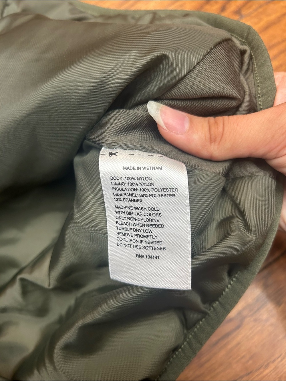 Reebok Olive Green Quilted Asymmetric Puffer Vest - Picture 7 of 9